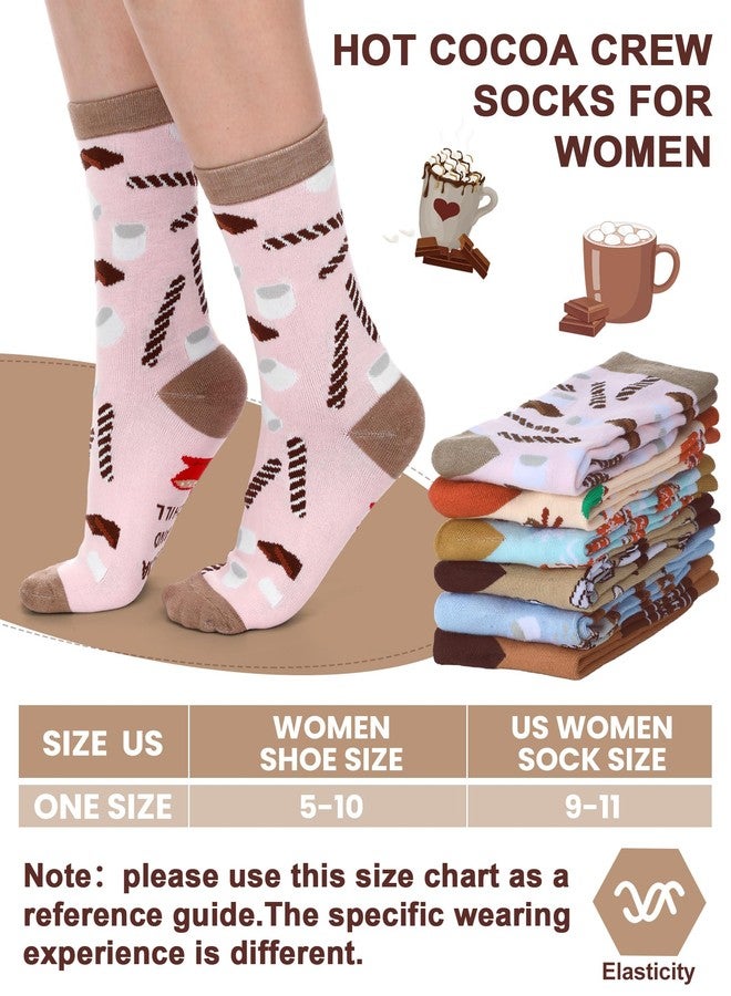 Halfchet 6 Pairs Hot Cocoa Socks for Women Novelty Chocolate Patterns Christmas Stocking Stuffers for Hotcocoa Lover - Image 5